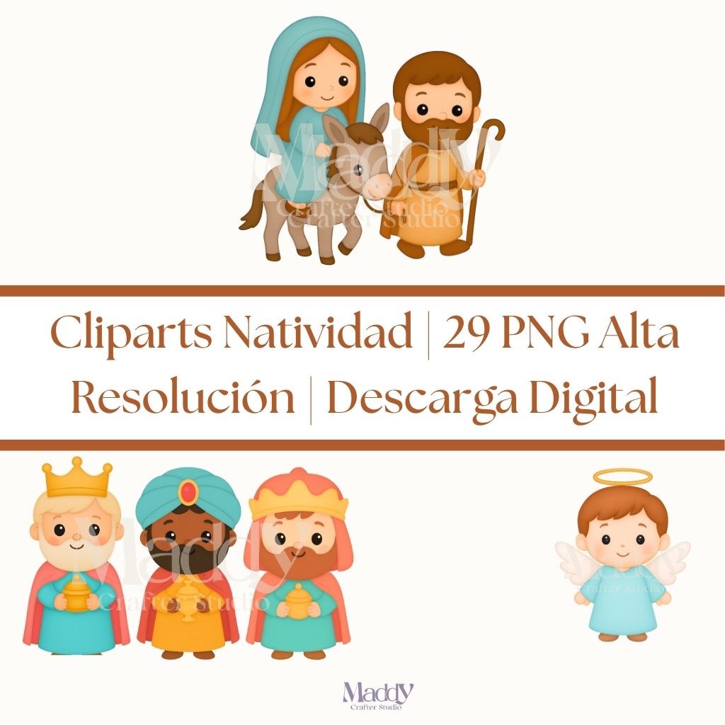 Nativity Scene Clipart Bundle | 29 PNG High Resolution | Christmas Instant Download