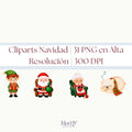 Christmas Clipart Bundle | 31 PNG 300 DPI Transparent | Santa Elves Holiday Instant Download