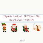 Christmas Clipart Bundle | 31 PNG 300 DPI Transparent | Santa Elves Holiday Instant Download