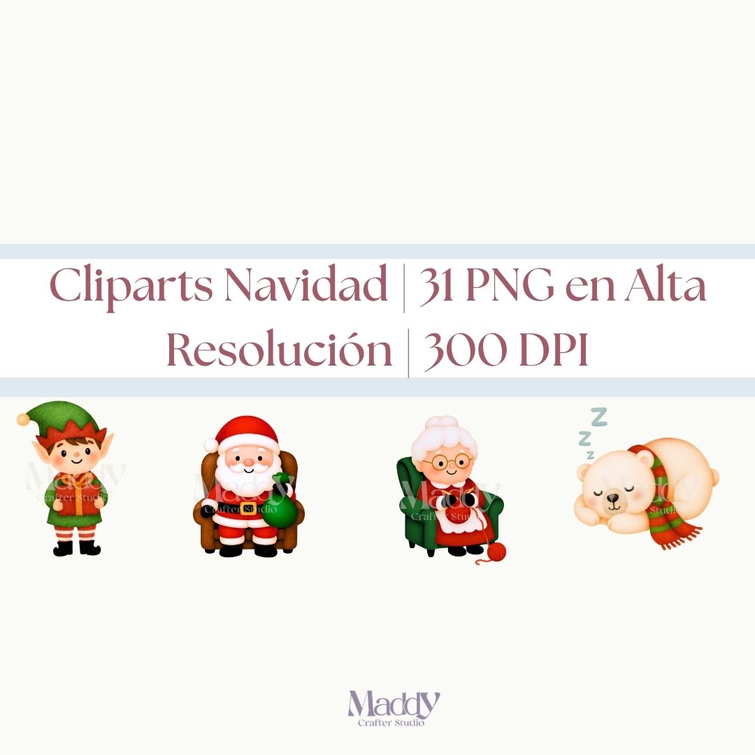 Christmas Clipart Bundle | 31 PNG 300 DPI Transparent | Santa Elves Holiday Instant Download