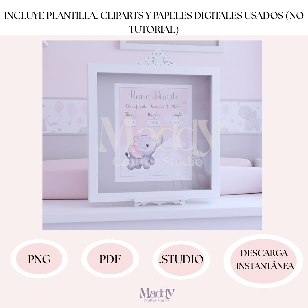 Baby Birth Stats Print | Digital Template PNG, PDF & Studio | Personalized Newborn Keepsake Instant Download