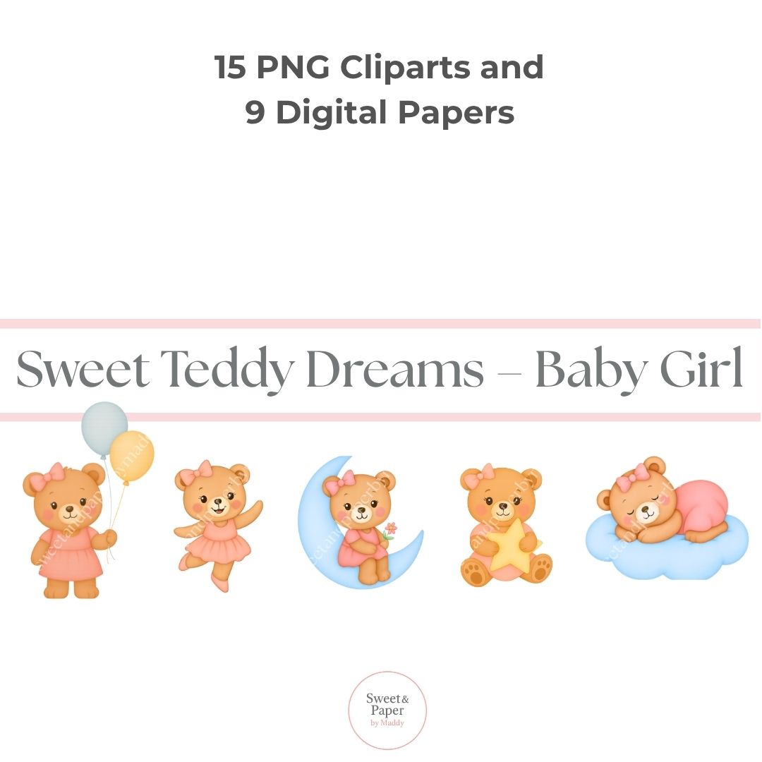 Cliparts Sweet Girl Teddy Bear Dreams