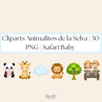 Safari Baby Clipart Bundle | 30 PNG Transparent Background | Jungle Animals Instant Download