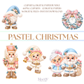Kit Navideño Pastel – 44 Cliparts PNG + 12 Papeles Digitales