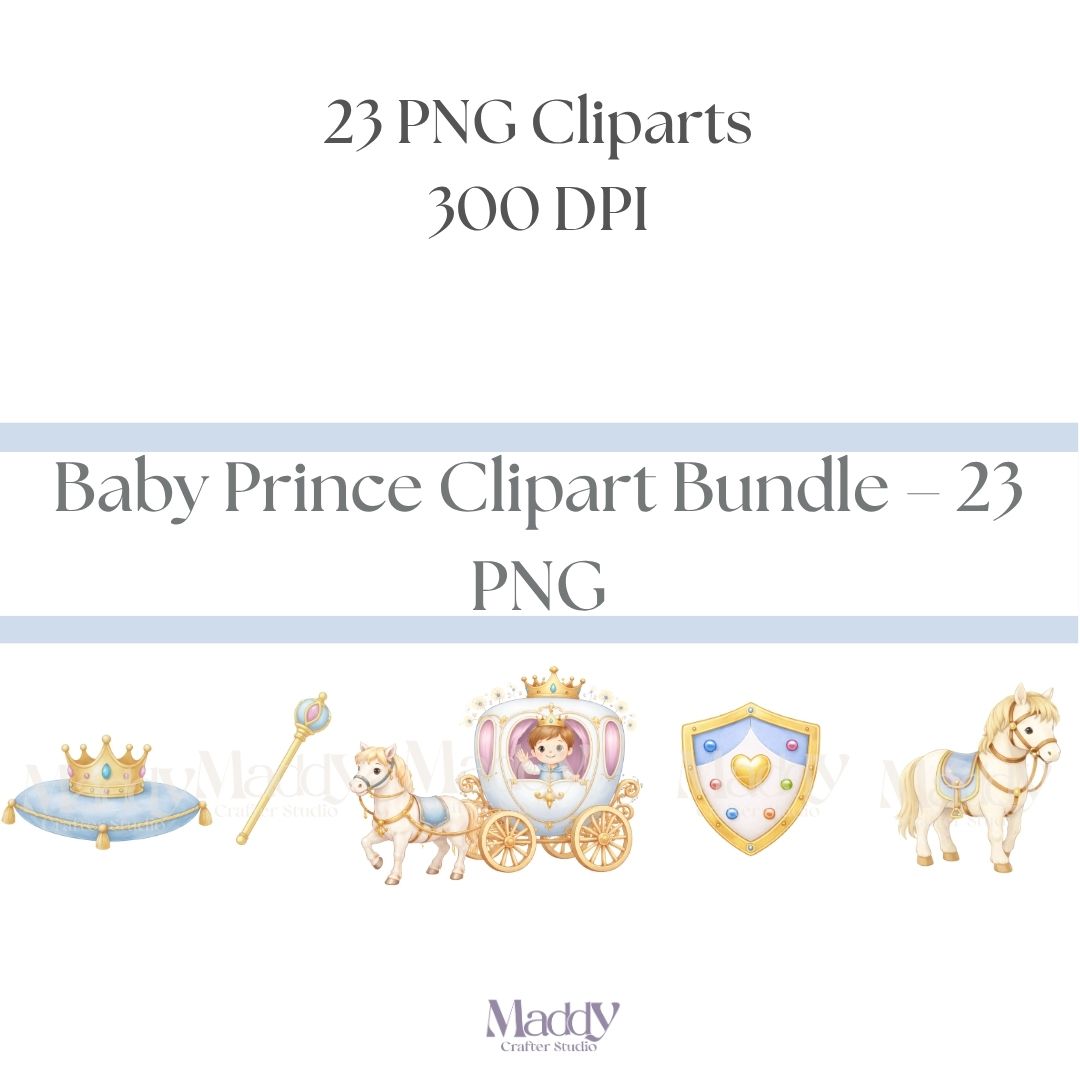 Baby Prince Clipart Bundle | 23 PNG de Alta Resolución | 300 DPI
