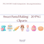 Sweet Pastel Baking Clipart Bundle | 20 PNG Transparent | Cake Cupcake Bakery Instant Download