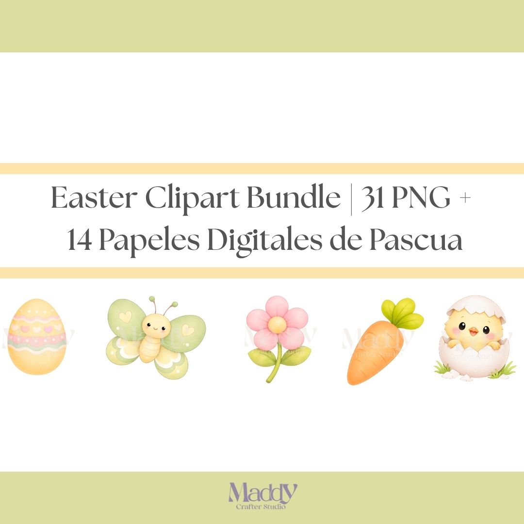 Easter Clipart Bundle | 31 PNG + 14 Digital Papers | Spring Pastel Easter Instant Download