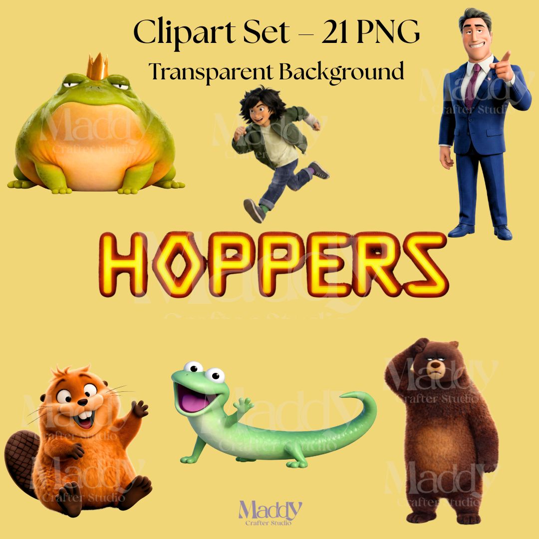 Hoppers Clipart Bundle | 21 PNG Transparent Background | High Resolution Instant Download