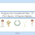 First Communion Boy Clipart Bundle | 23 PNG + 10 Digital Papers | Religious Catholic Instant Download
