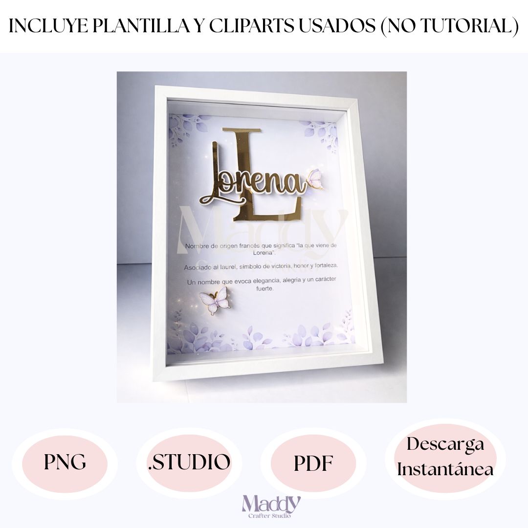 Cuadrito Significado del Nombre para Bebé | Plantilla Digital PNG, PDF y Studio