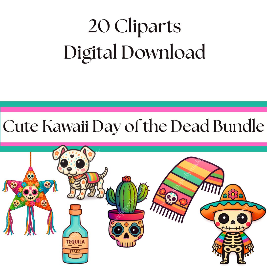 Cliparts - Cute Kawaii day of the dead bundle