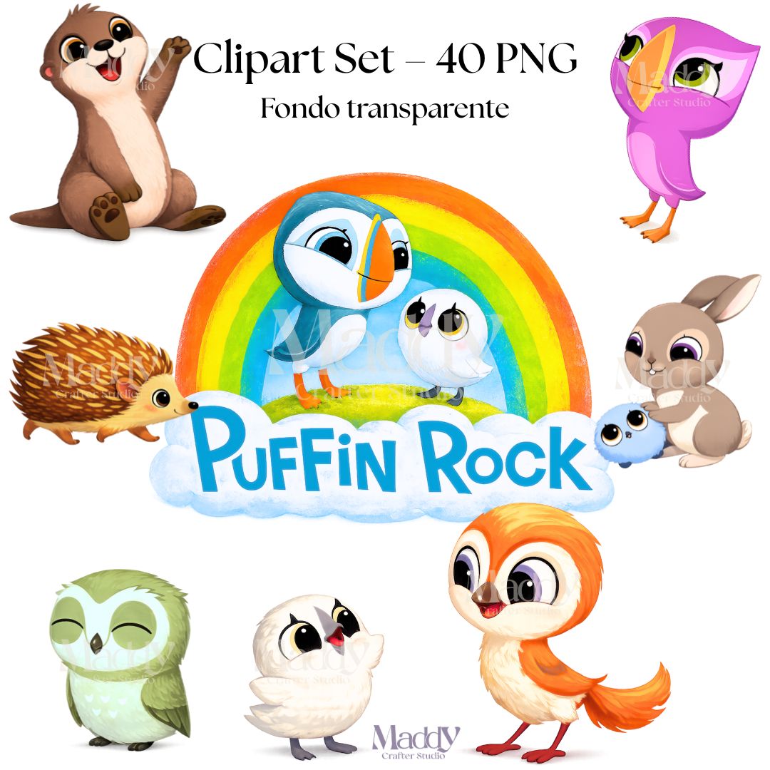 Puffin Rock Clipart Bundle | 40 PNG de Alta Resolución