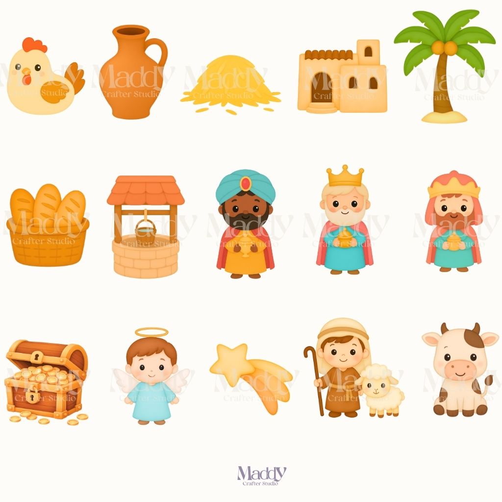 Nativity Scene Clipart Bundle | 29 PNG High Resolution | Christmas Instant Download