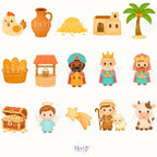 Nativity Scene Clipart Bundle | 29 PNG High Resolution | Christmas Instant Download