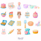 Sweet Pastel Baking Clipart Bundle | 20 PNG Transparent | Cake Cupcake Bakery Instant Download