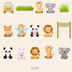Safari Baby Clipart Bundle | 30 PNG Transparent Background | Jungle Animals Instant Download