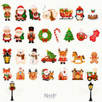 Christmas Clipart Bundle | 31 PNG 300 DPI Transparent | Santa Elves Holiday Instant Download