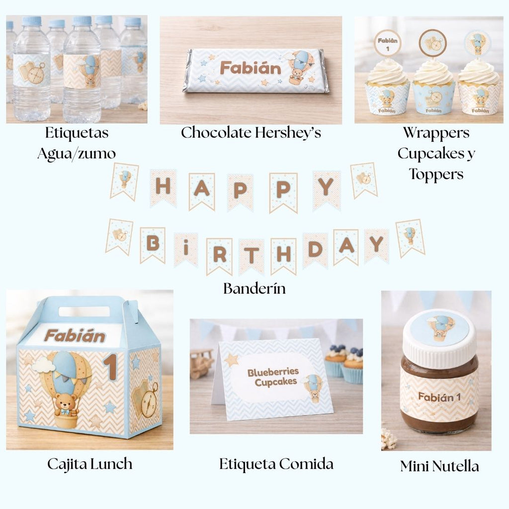 Kit Editable (Canva) Osito Viajero