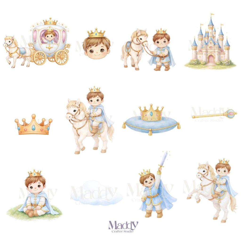 Baby Prince Clipart Bundle | 23 PNG de Alta Resolución | 300 DPI