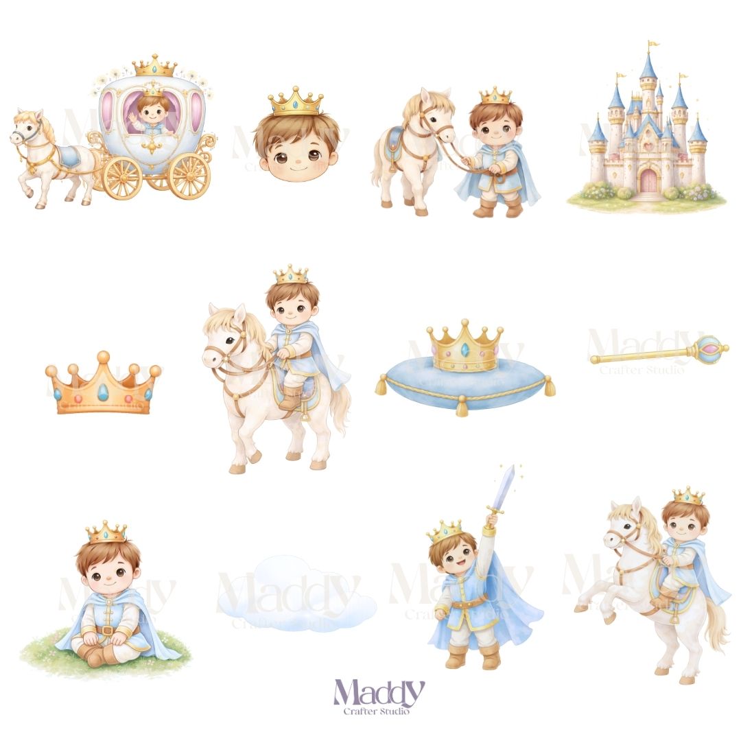Baby Prince Clipart Bundle | 23 PNG de Alta Resolución | 300 DPI