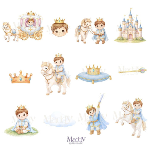 Baby Prince Clipart Bundle | 23 PNG de Alta Resolución | 300 DPI