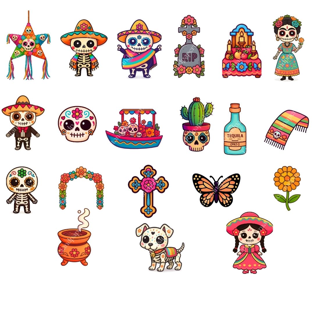 Cliparts - Kawaii day of the dead bundle