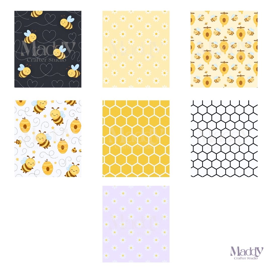 Baby Bee Clipart Bundle | 18 PNG + 7 Digital Papers | Instant Download, Transparent Background