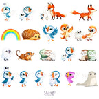 Puffin Rock Clipart Bundle | 40 PNG Transparent Background | Kids Party Instant Download
