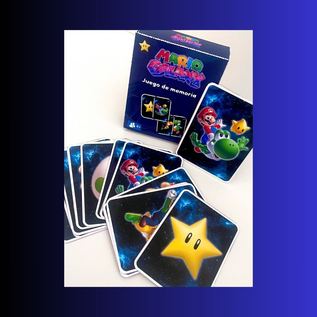 Juego de memoria Mario Galaxy editable en Canva