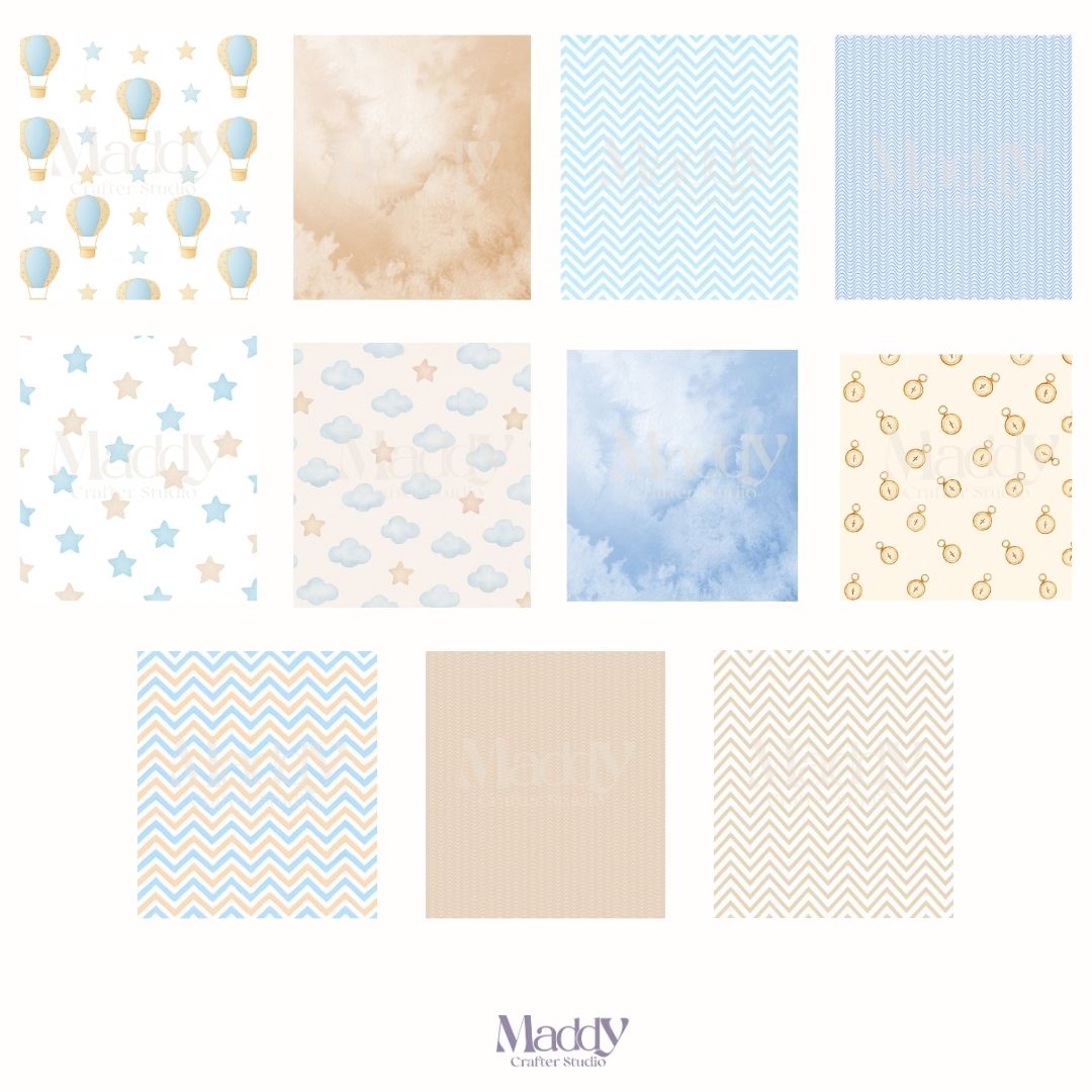 Baby Osito Viajero Clipart Bundle | 19 PNG + 11 Papeles Digitales | 300 DPI
