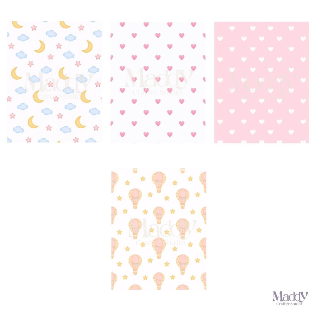 Teddy Bear Dreams Girl Clipart Bundle | 15 PNG + 9 Digital Papers | Baby Shower Instant Download