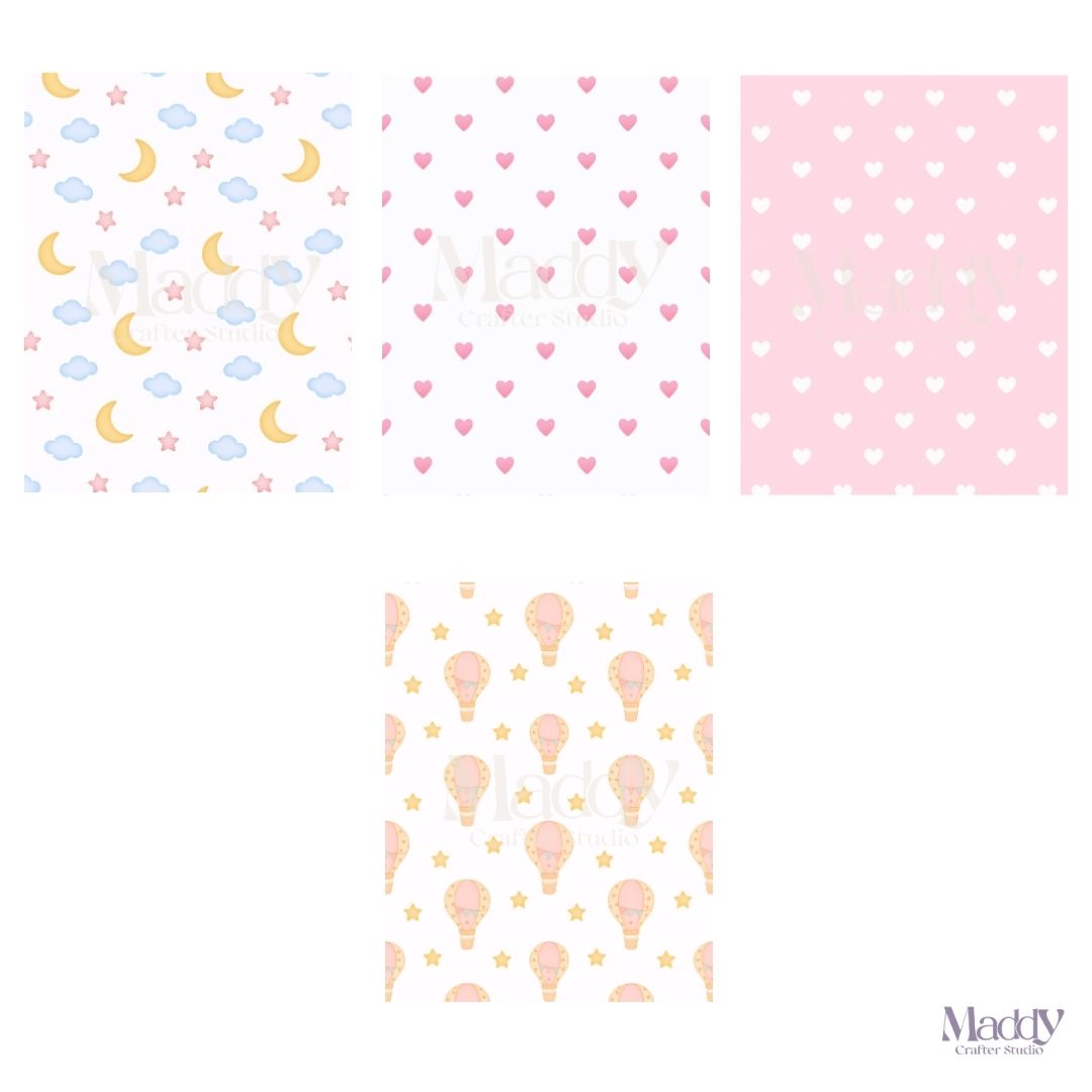 Teddy Bear Dreams Girl Clipart Bundle | 15 PNG + 9 Digital Papers | Baby Shower Instant Download