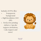 Safari Baby Clipart Bundle | 30 PNG Transparent Background | Jungle Animals Instant Download