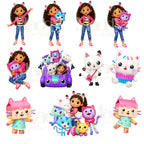 Gabby's Dollhouse Clipart Bundle | 41 PNG 300 DPI Transparent | Kids Party Topper Instant Download