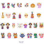 Bundle Día de Muertos Kawaii | 74 Cliparts PNG + 12 Papeles Digitales