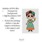 Cute Day of the Dead Clipart Bundle | 20 Kawaii PNG Transparent | Mexican Halloween Instant Download