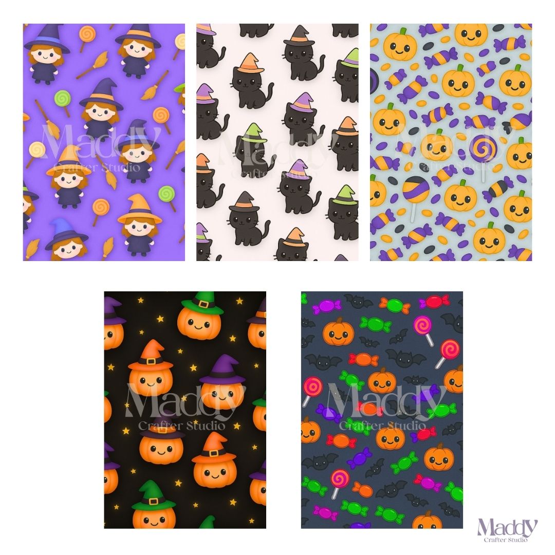 Kawaii Halloween Clipart Bundle | 20 PNG + 11 Digital Papers | Spooky Cute Instant Download