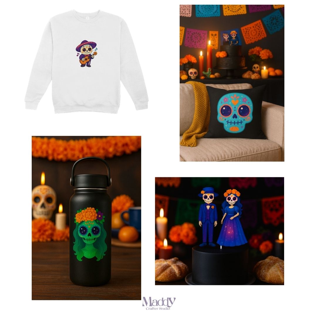 Day of the Dead Clipart Bundle | 25 PNG 300 DPI | Sugar Skulls Mexican Elements Instant Download