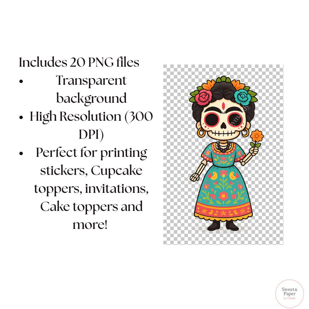 Cliparts - Cute Kawaii day of the dead bundle