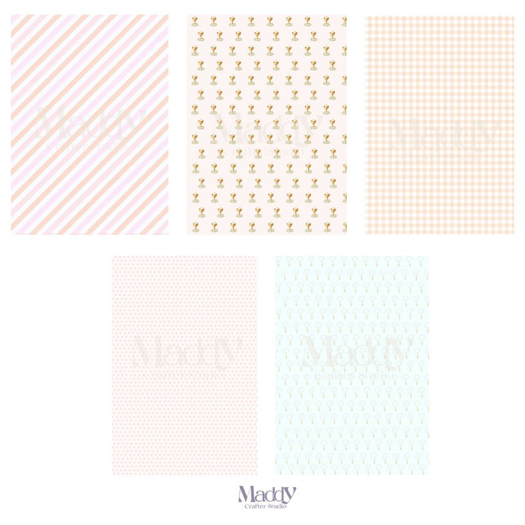 First Communion Girl Clipart Bundle | 22 PNG + 10 Digital Papers | Religious Catholic Instant Download