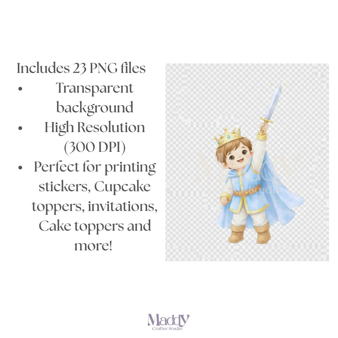 Baby Prince Clipart Bundle | 23 PNG de Alta Resolución | 300 DPI