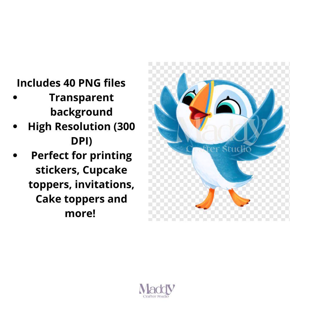 Puffin Rock Clipart Bundle | 40 PNG Transparent Background | Kids Party Instant Download