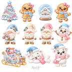 Kit Navideño Pastel – 44 Cliparts PNG + 12 Papeles Digitales
