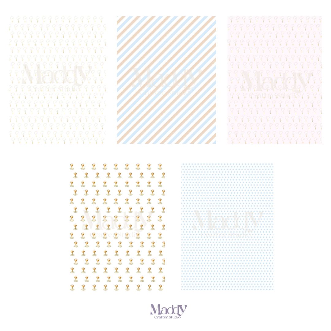 First Communion Girl Clipart Bundle | 22 PNG + 10 Digital Papers | Religious Catholic Instant Download