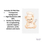 Baby Teddy Bear Clipart Bundle | 35 PNG 300 DPI Transparent | Kawaii Baby Shower Instant Download
