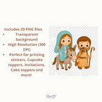 Nativity Scene Clipart Bundle | 29 PNG High Resolution | Christmas Instant Download