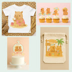 Capybara Summer Clipart Bundle | 26 Pastel PNG Transparent | Cute Kawaii Instant Download