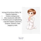 First Communion Boy Clipart Bundle | 23 PNG + 10 Digital Papers | Religious Catholic Instant Download