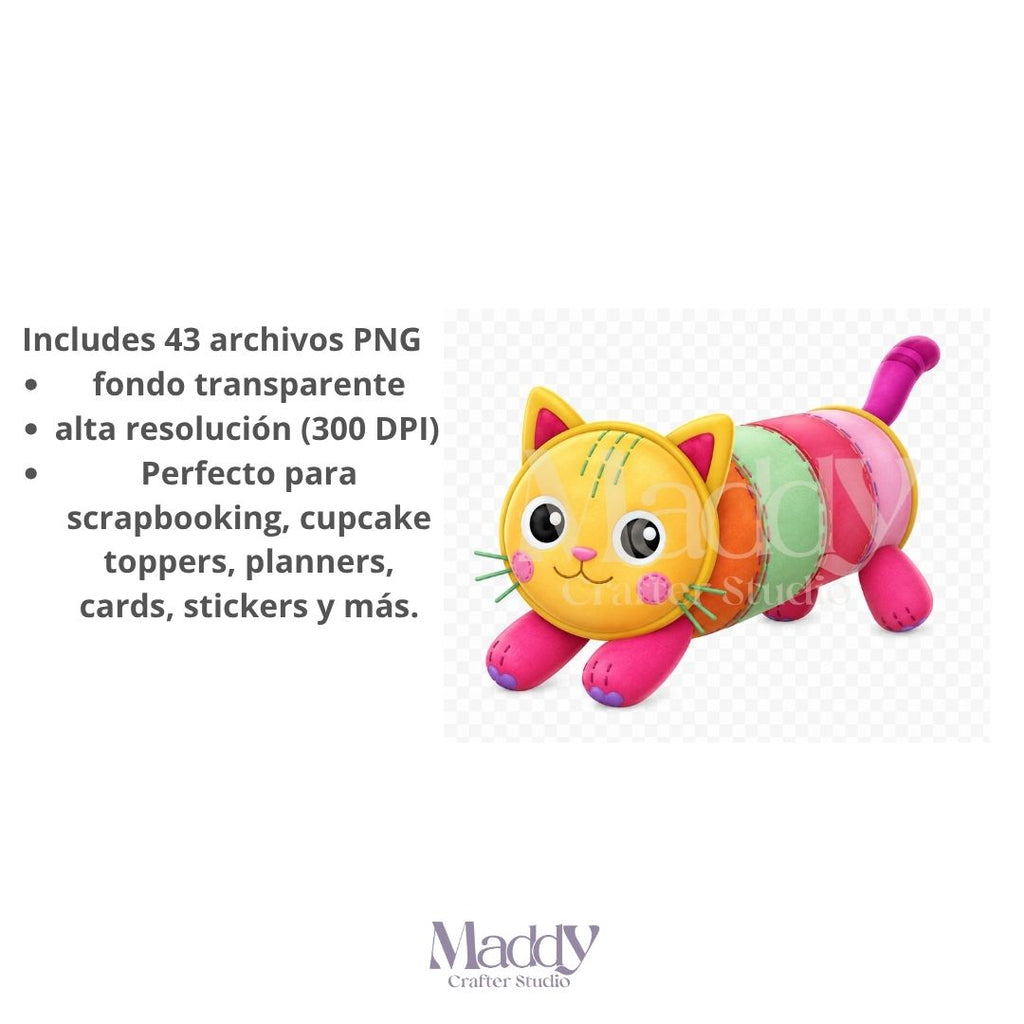 Gabby's Dollhouse Clipart Bundle | 41 PNG 300 DPI Transparent | Kids Party Topper Instant Download