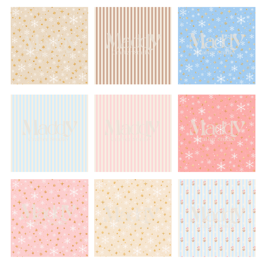 Kit Navideño Pastel – 44 Cliparts PNG + 12 Papeles Digitales